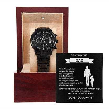 To My Amazing Dad-Black Chronograph Watch-Gift From Son