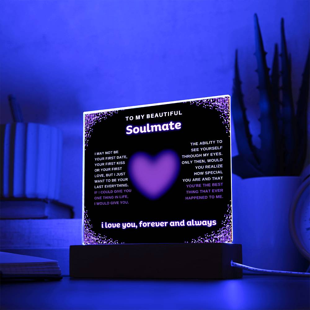 LED Light Square Acrylic Plaque for Your Soulmate