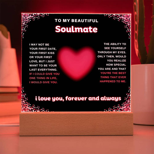 LED Light Square Acrylic Plaque for Your Soulmate