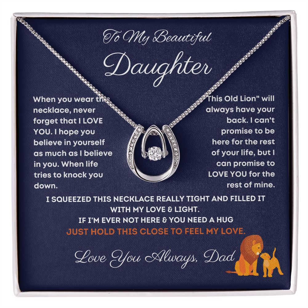 To My Beautiful Daughter-Lucky In Love Necklace-Gift For Daughter From Dad