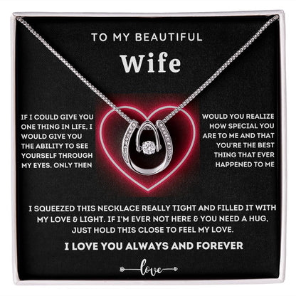 To My Beautiful Wife-Lucky In Love Necklace-Gift For Wife From Husband