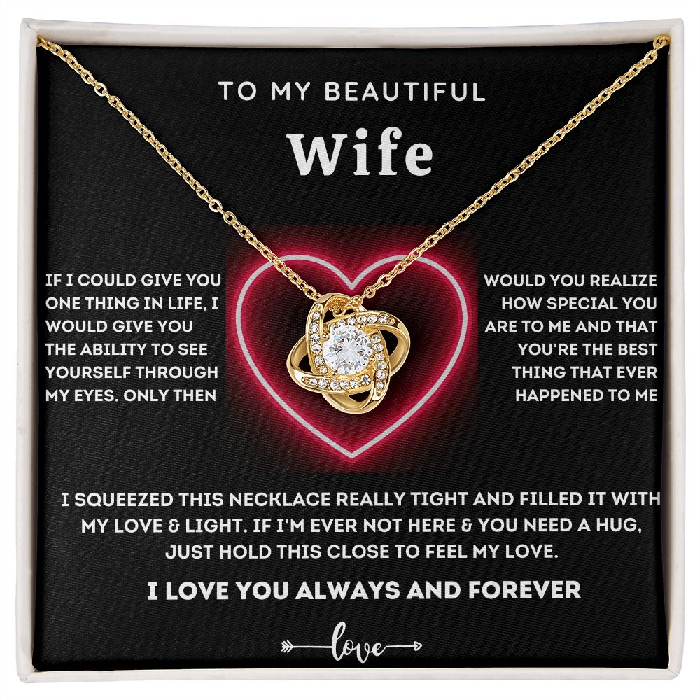 To My Beautiful Wife-Love Knot Necklace-Gift For Wife From Husband