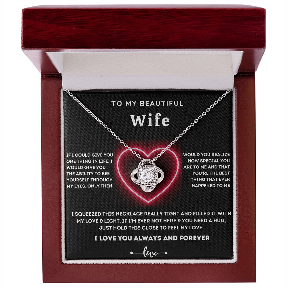 To My Beautiful Wife-Love Knot Necklace-Gift For Wife From Husband