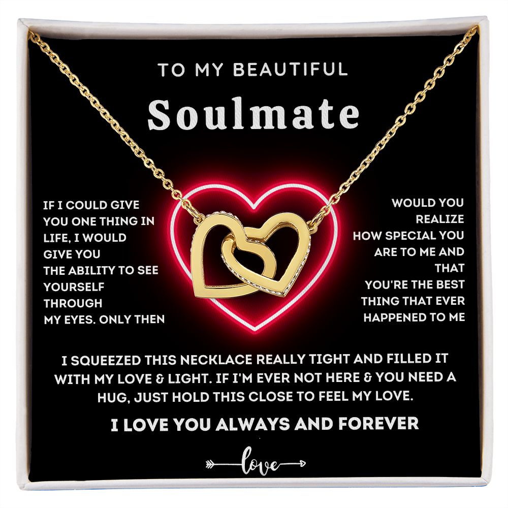 To My Beautiful Soulmate-Interlocking Hearts Necklace-Gift For My Babe