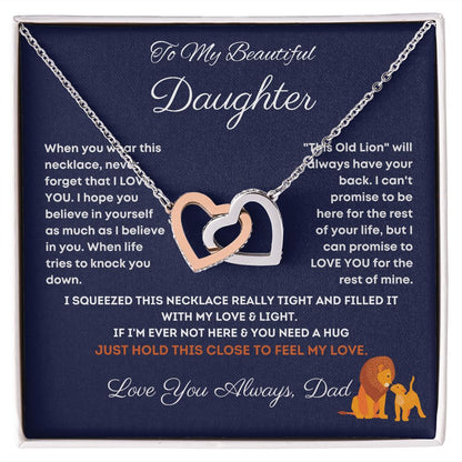 To My Beautiful Daughter-Interlocking Hearts Necklace-Gift For Daughter From Dad