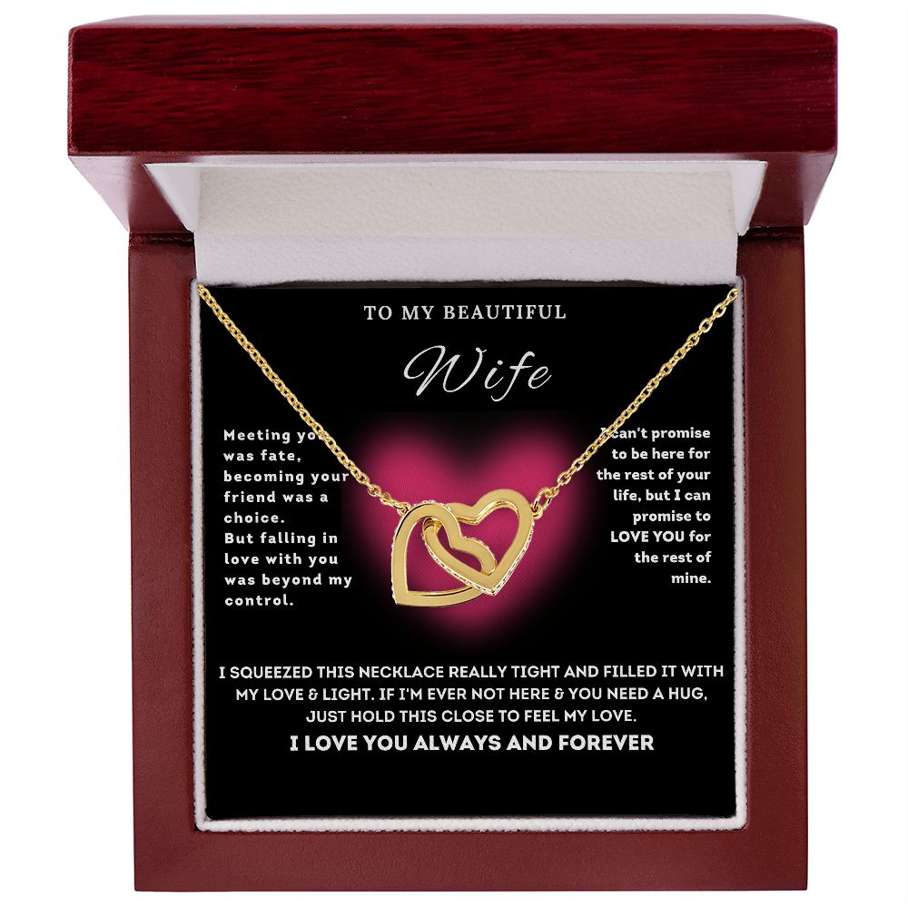 To My Beautiful Wife-Interlocking Hearts Necklace-Gift For Wife From Husband