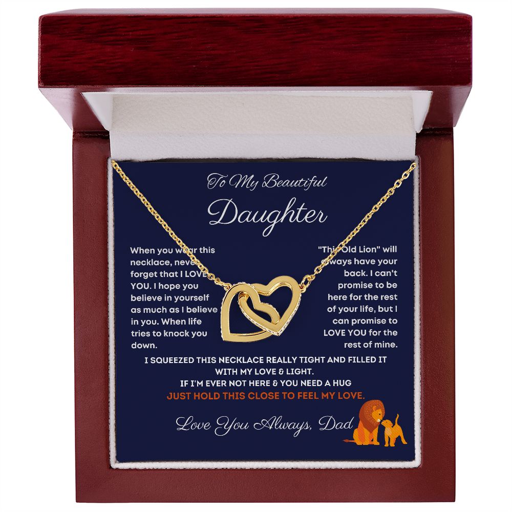 To My Beautiful Daughter-Interlocking Hearts Necklace-Gift For Daughter From Dad