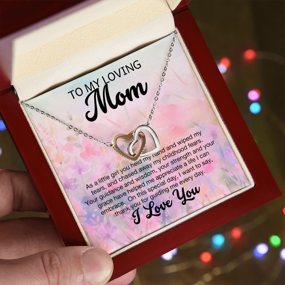 To My Loving Mom-Interlocking Hearts Necklace